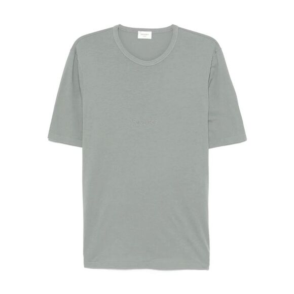 Saint Laurent Men Tonal Logo Embroidery Cotton T-Shirt